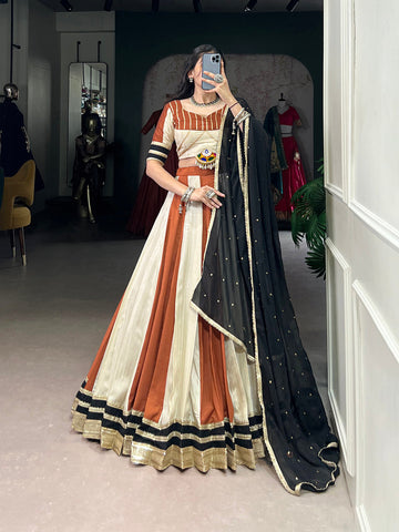 Cream Color Sequins Lace Touch Up Chinon Navratri Chaniya Choli