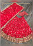Georgette Base Embroidery Work Glamorous Red Lehenga Choli -Lehenga Choli Semi Stitched women's fashion mart