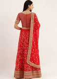 Georgette Base Embroidery Work Glamorous Red Lehenga Choli -Lehenga Choli Semi Stitched women's fashion mart