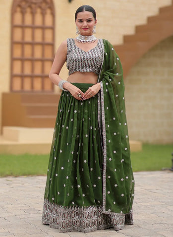 Designer Green Classic  Lehenga Choli Set - women's fashion mart