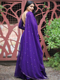 Purple Color Plain Georgette Lehenga Choli With Dupatta