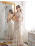 Georgette Ruffle Saree - women's fashion mart
