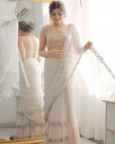 Georgette Ruffle Saree - women's fashion mart