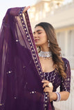 Glamorous Faux Georgette Sequins Thread Worked Lehenga Choli Set -Lehenga Choli Blue / Semi Stitched women's fashion mart