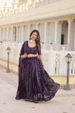 Glamorous Faux Georgette Sequins Thread Worked Lehenga Choli Set -Lehenga Choli Blue / Semi Stitched women's fashion mart