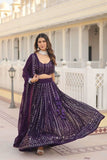 Glamorous Faux Georgette Sequins Thread Worked Lehenga Choli Set -Lehenga Choli Blue / Semi Stitched women's fashion mart