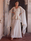 Glorious Off-White Sequins Georgette Peplum Top With Palazzo - women's fashion mart