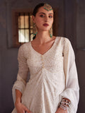 Glorious Off-White Sequins Georgette Peplum Top With Palazzo - women's fashion mart