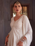 Glorious Off-White Sequins Georgette Peplum Top With Palazzo - women's fashion mart