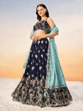Golden Sequin,Thread,Coding Feather Work Embroidered Georgette Semi - Stitched Lehenga choli - women's fashion mart