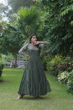 Gorgeous Faux Georgette Function Wear Zari Sequins Work Gown - women's fashion mart