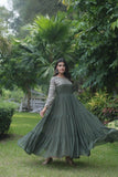 Gorgeous Faux Georgette Function Wear Zari Sequins Work Gown - women's fashion mart