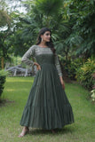 Gorgeous Faux Georgette Function Wear Zari Sequins Work Gown - women's fashion mart