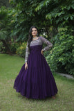 Gorgeous Faux Georgette Function Wear Zari Sequins Work Gown - women's fashion mart