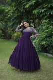 Gorgeous Faux Georgette Function Wear Zari Sequins Work Gown - women's fashion mart