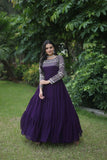 Gorgeous Faux Georgette Function Wear Zari Sequins Work Gown - women's fashion mart