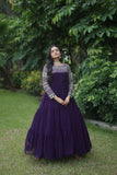 Gorgeous Faux Georgette Function Wear Zari Sequins Work Gown - women's fashion mart