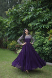 Gorgeous Faux Georgette Function Wear Zari Sequins Work Gown - women's fashion mart