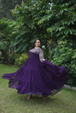 Gorgeous Faux Georgette Function Wear Zari Sequins Work Gown - women's fashion mart