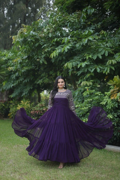 Gorgeous Faux Georgette Function Wear Zari Sequins Work Gown - women's fashion mart