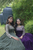 Gorgeous Faux Georgette Function Wear Zari Sequins Work Gown - women's fashion mart