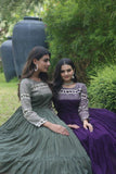 Gorgeous Faux Georgette Function Wear Zari Sequins Work Gown - women's fashion mart