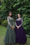Gorgeous Faux Georgette Function Wear Zari Sequins Work Gown - women's fashion mart