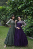 Gorgeous Faux Georgette Function Wear Zari Sequins Work Gown - women's fashion mart
