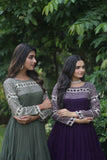 Gorgeous Faux Georgette Function Wear Zari Sequins Work Gown - women's fashion mart