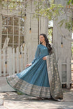 Gorgeous Faux Georgette Rich Sequins Worked Gown With Dupatta -Gowns Sky / M women's fashion mart