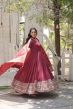 Gorgeous Faux Georgette Rich Sequins Worked Gown With Dupatta -Gowns Sky / M women's fashion mart