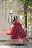 Gorgeous Faux Georgette Rich Sequins Worked Gown With Dupatta -Gowns Sky / M women's fashion mart