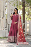 Gorgeous Faux Georgette Rich Sequins Worked Gown With Dupatta -Gowns Sky / M women's fashion mart