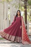 Gorgeous Faux Georgette Rich Sequins Worked Gown With Dupatta -Gowns Sky / M women's fashion mart