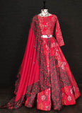 Gorgeous Look Digital Print Red Lehenga Choli -Lehenga Choli Semi Stitched women's fashion mart