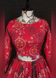 Gorgeous Look Digital Print Red Lehenga Choli -Lehenga Choli Semi Stitched women's fashion mart