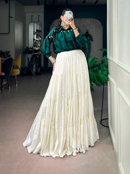 Stylist Chinon Shirt With Khadi Cotton Lehenga