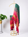 Green Color Digital Print And Lagadi Patta Pure Gaji Silk With Tassels - women's fashion mart