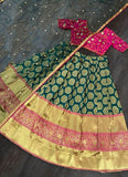 Green Color Jaquard Silk Lehenga Choli Set -Lehenga Choli Semi Stitched women's fashion mart