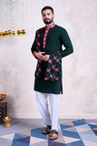 Green Color Men's Wear Embroidered Kurta with Dupatta Collection -Men's Wear M SIZE women's fashion mart