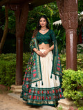 Green Color Patola Print With Tussar Silk Lehenga Choli - women's fashion mart
