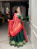 Green Color Dyeing With Lagdi Patta Gaji Silk Lehenga Choli - women's fashion mart
