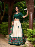 Green Color Patola Print With Tussar Silk Lehenga Choli - women's fashion mart