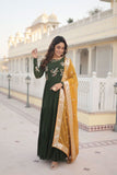 Green Georgette Embroidered Gown with dupatta -Gowns M / Green women's fashion mart