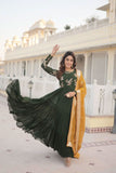 Green Georgette Embroidered Gown with dupatta -Gowns M / Green women's fashion mart