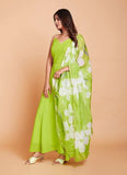 Green Plain Work Fancy Gown in Faux Georgette -Gowns Semi Stitched women's fashion mart