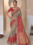 Luxurious Pure Kanjivaram With Patola Work Traditional Saree - women's fashion mart