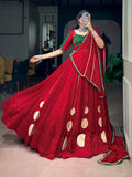 Durga Pooja Wear Red Lehenga Choli