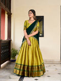 Parrot Color Weaving Work With Paithani Concept Cotton Silk Lehenga Choli - women's fashion mart