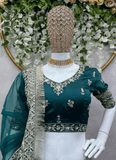Heavy Embroidered Work Japan Satin Green Bridal Lehenga Choli - women's fashion mart